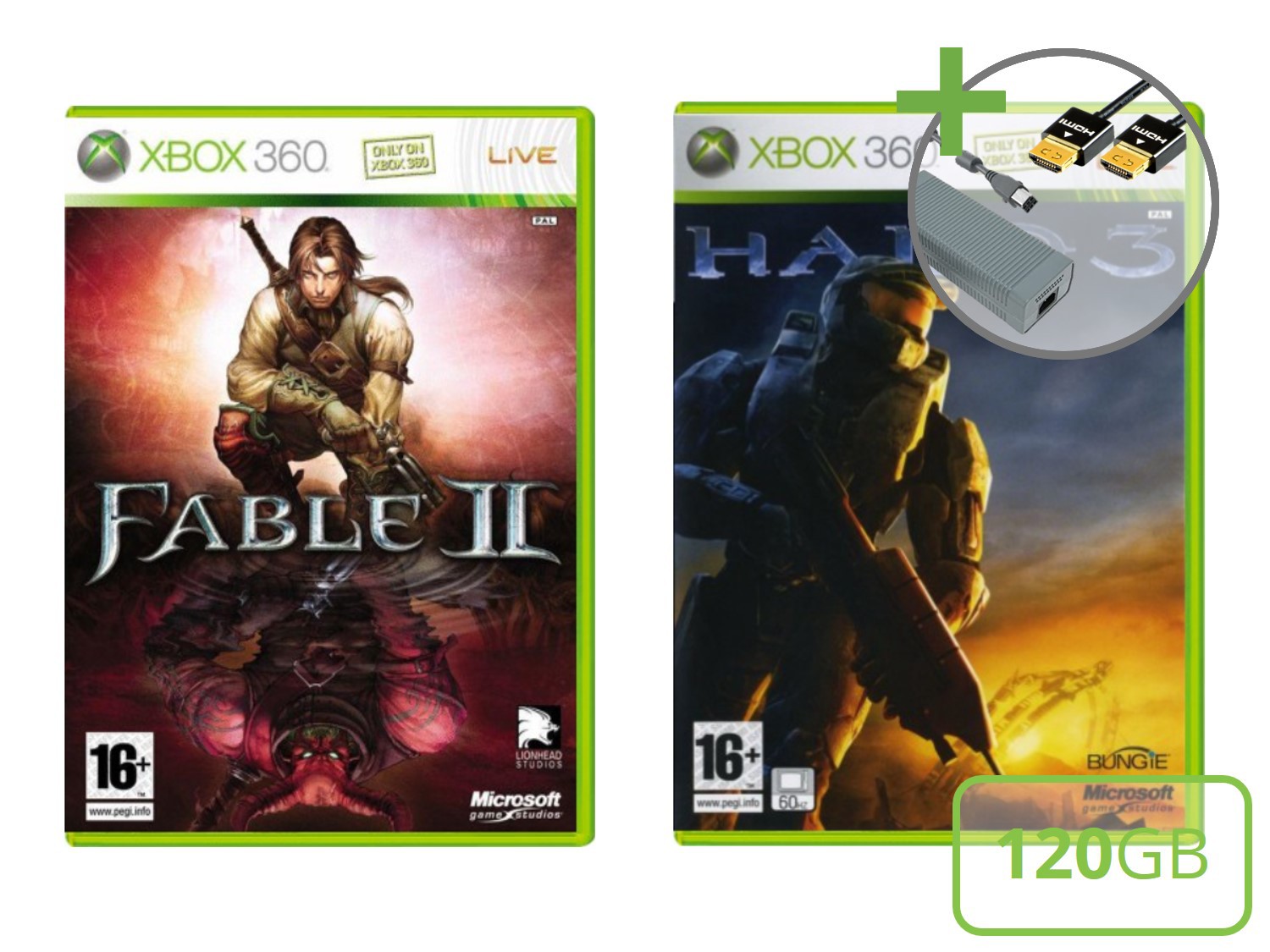 Microsoft Xbox 360 2 Jeux Fable 2 Et Halo 3 : Bundle Copy Fr