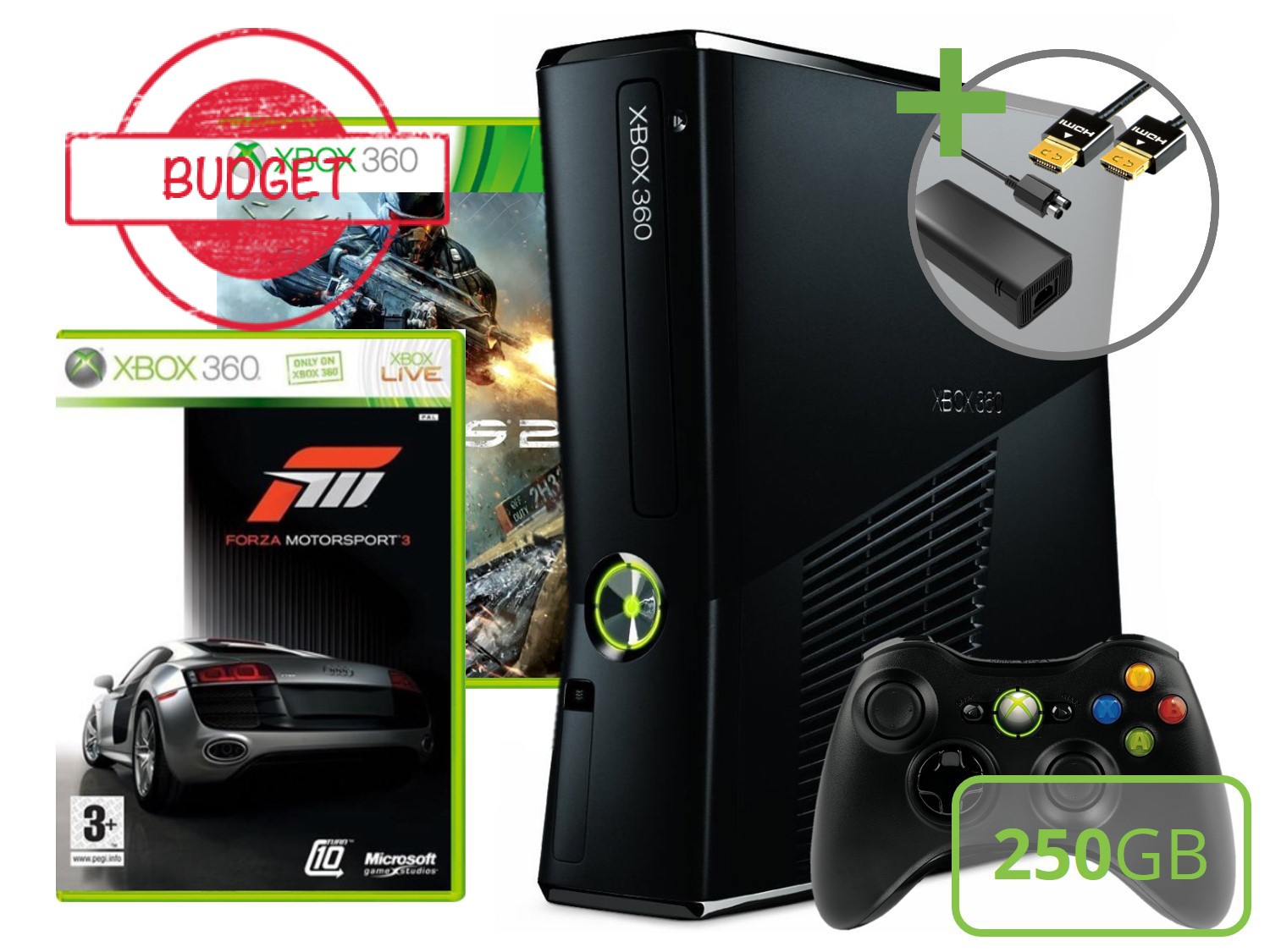 Microsoft Xbox 360 Slim Starter Pack - Forza 3 and Crisis 2 Edition - Budget Kopen | Xbox 360 Hardware