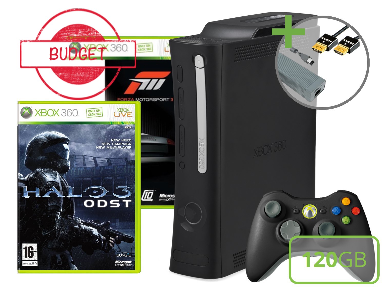Microsoft Xbox 360 Elite Starter Pack - Forza Motorsport 3 and Halo 3: ODST Edition - Budget - Xbox 360 Hardware