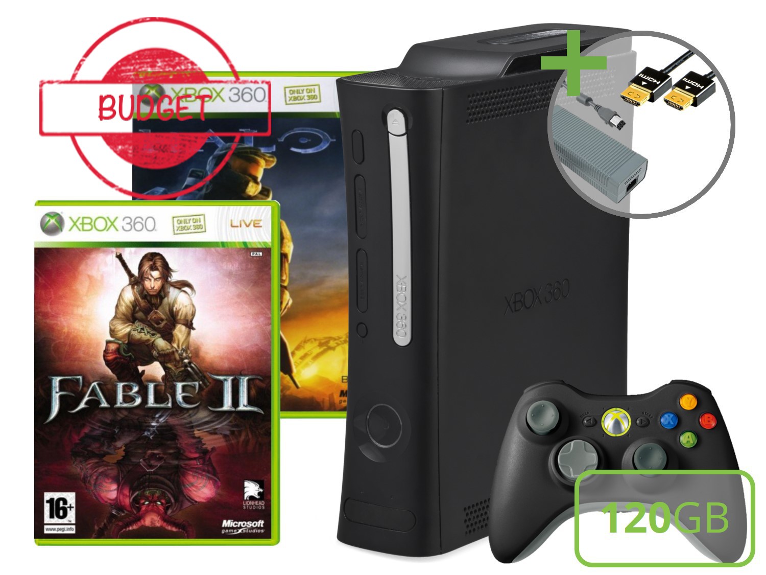 Microsoft Xbox 360 Elite Starter Pack - Fable II and Halo 3 Edition - Budget - Xbox 360 Hardware