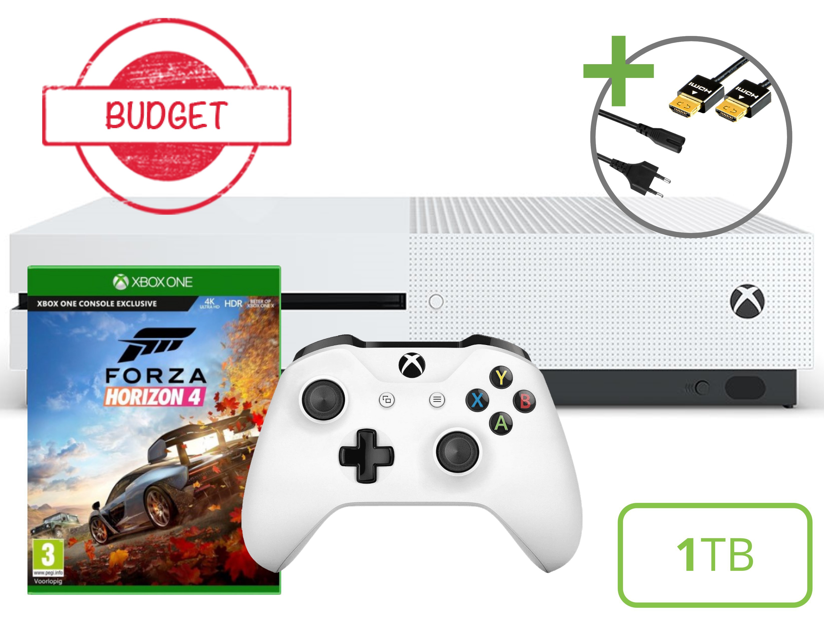 Microsoft Xbox One S Starter Pack - 1TB Forza Horizon 4  Edition - Budget Kopen | Xbox One Hardware